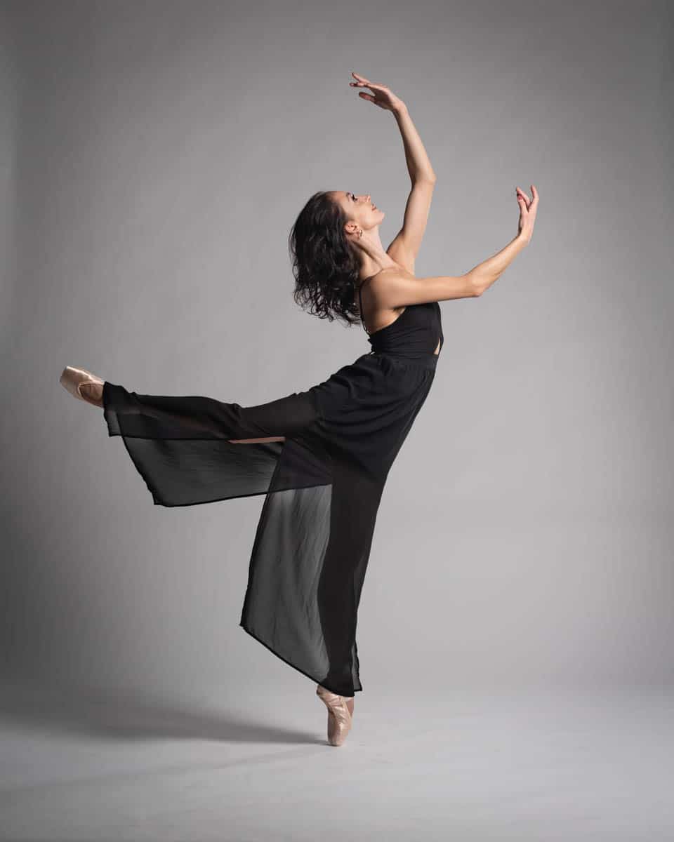 ballet pose female black guaze
