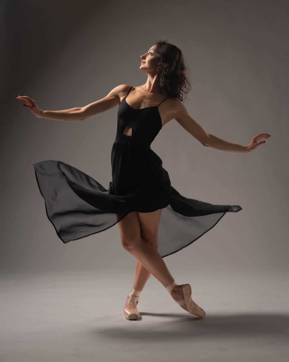 motion dancing female black dress