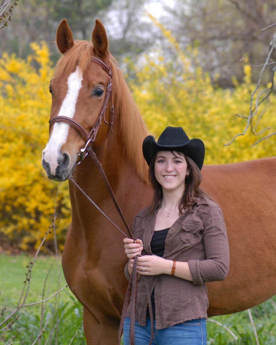 woman portrait with pet horse