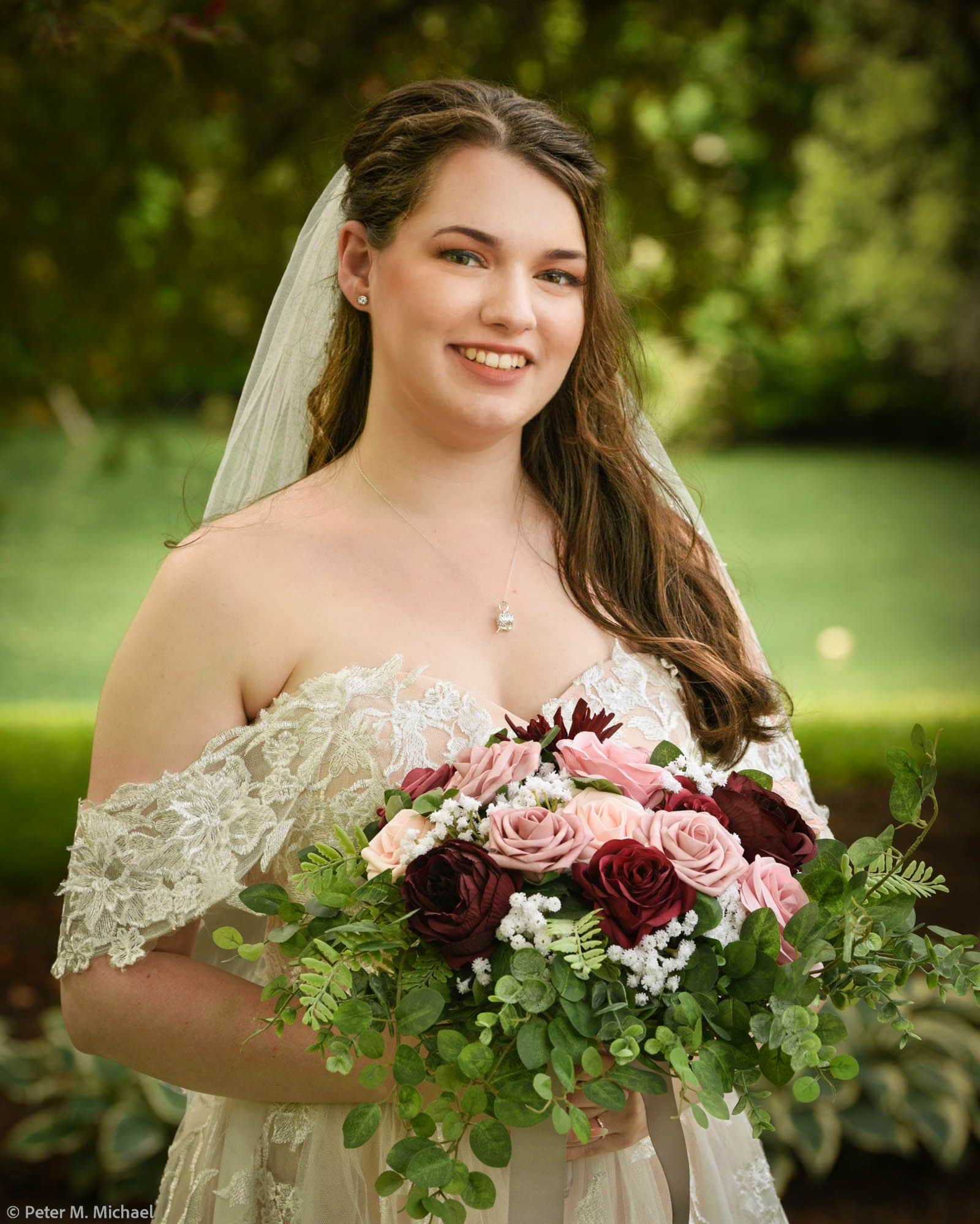 bridal portrait outdoors with roses