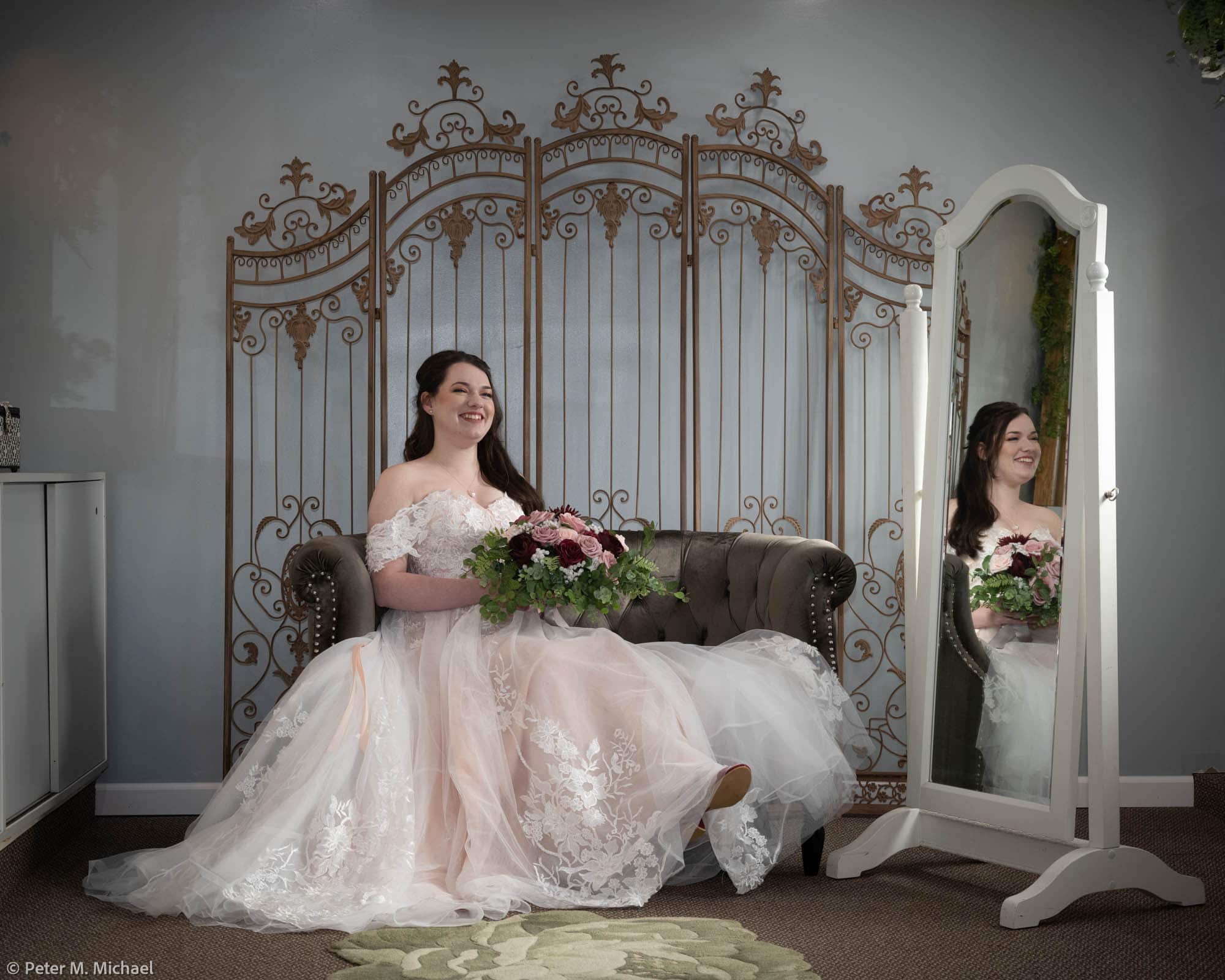 bride posing in dressing room