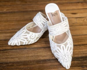 Close-up of the brides shoes