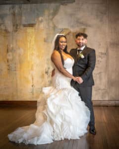 Portrait of wedding couple at the Neidhammer Event Center in Indianapolis